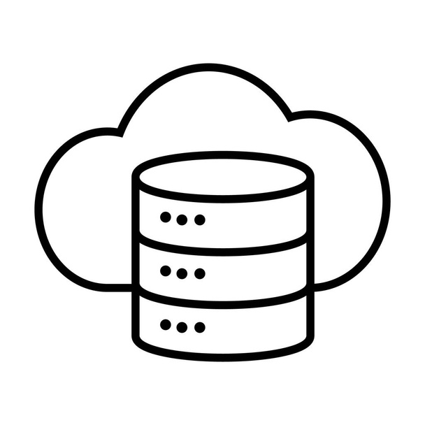 servidor de datos e icono de almacenamiento en la nube, estilo de línea - Vector, imagen