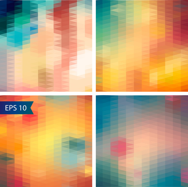 Abstract optic effect colorful pattern background set. Triangle patterns - Vektor, obrázek