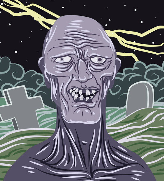 zombie muertos vivientes levantándose del cementerio - Vector, imagen