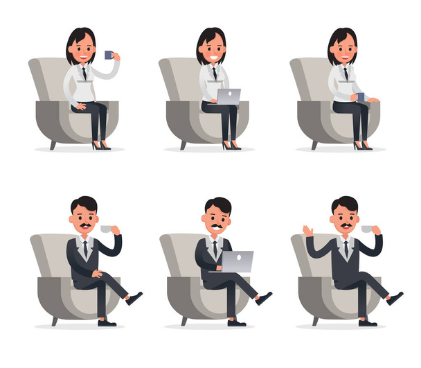 business people poses action character vector design no29 - Vector, Image