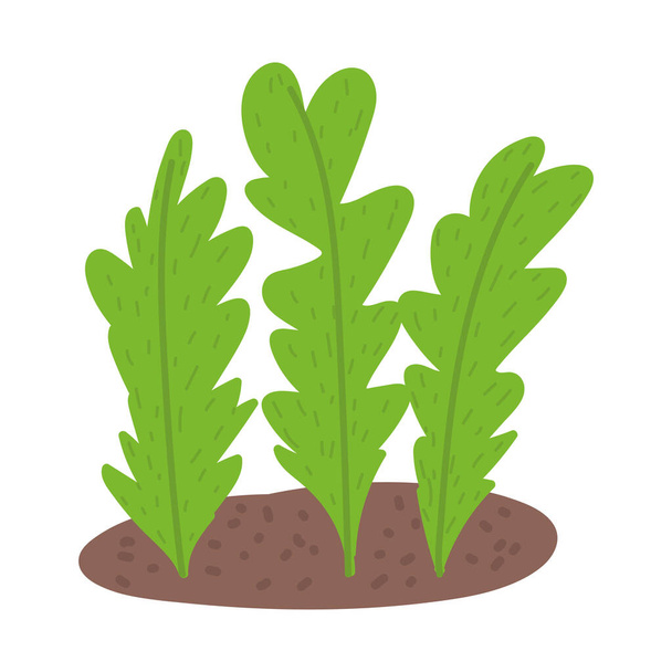 jardinería, hojas plantadas en el suelo estilo icono aislado - Vector, imagen