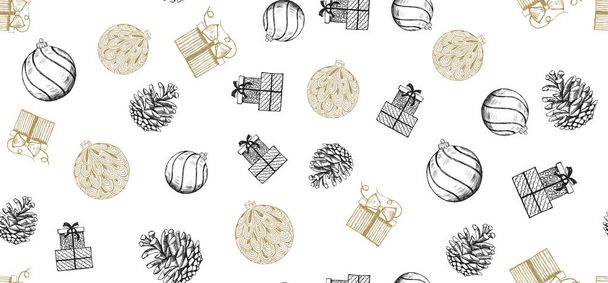 Christmas and New Year set. Hand drawn illustration. Vector. - Vector, Image