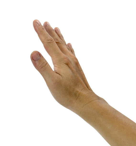 mão direita mostrando paragem de sinalização isolado no fundo branco com clipping pat - Foto, Imagem