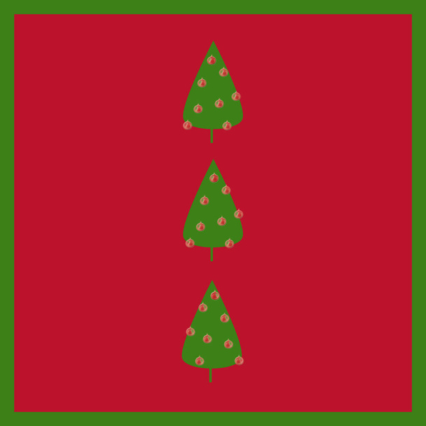 Quadratische Weihnachtskarte Weihnachtsbäume in rot und grün - Foto, Bild