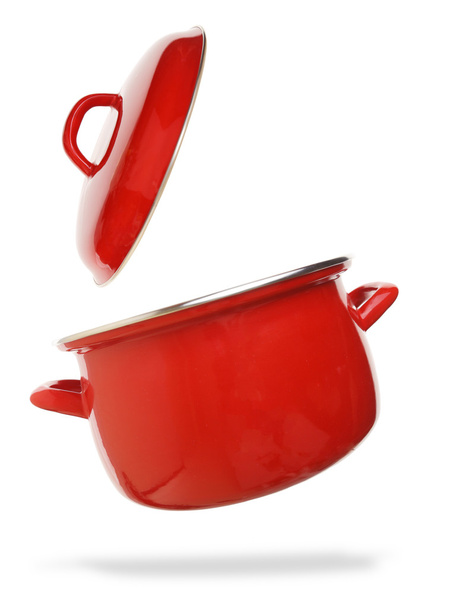 Pot de cuisson rouge isolé sur fond blanc
 - Photo, image