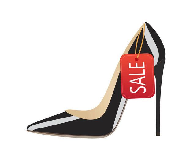 Black shoe with sale notice. vector illustration - Vector, Image