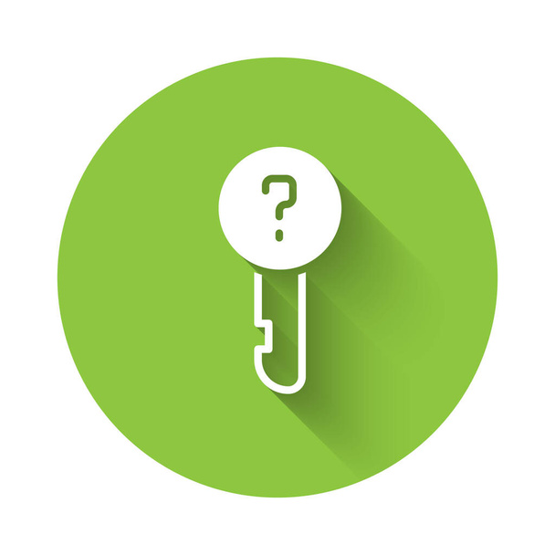 Bílá Nedefinovaná ikona klíče izolovaná s dlouhým stínem. Zelený knoflík. Vektorová ilustrace. - Vektor, obrázek