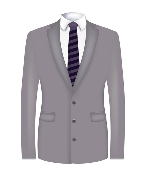 Γκρι αντρικό κοστούμι με ριγέ γραβάτα. διάνυσμα - Διάνυσμα, εικόνα