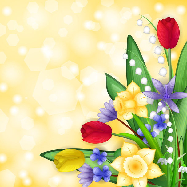 Spring flowers card - Vector, Image