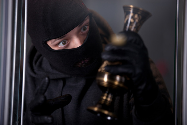 Burglar wearing black mask - 写真・画像