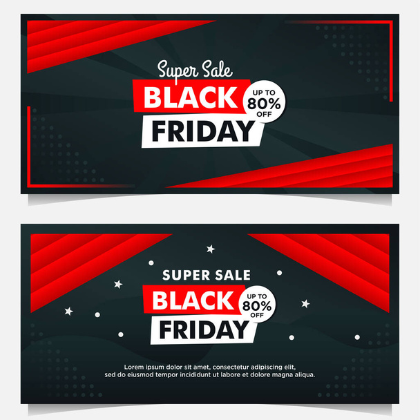 Black Friday sale banner template with black red gradient style background - Vector, Image