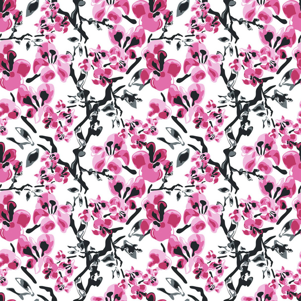 Elegant seamless pattern with peony flowers, design elements. Floral  pattern for invitations, cards, print, gift wrap, manufacturing, textile, fabric, wallpapers - Vector, afbeelding