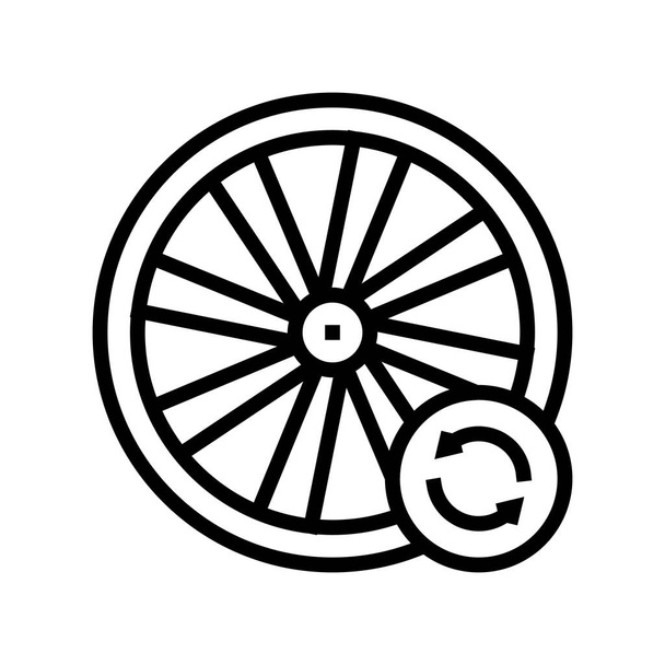 自転車ホイールアライメントラインアイコンベクトル。自転車の車輪配置表示。隔離された輪郭シンボルブラックイラスト - ベクター画像