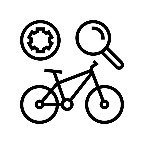 karmaşık bisiklet bakım çizgisi ikon vektörü. Kompleks bisiklet bakım tabelası. izole edilmiş çizgi simgesi siyah illüstrasyon - Vektör, Görsel