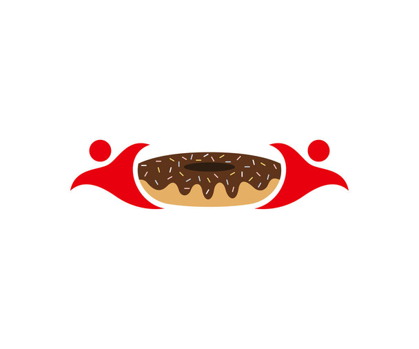 Άνθρωποι Donuts λογότυπο σχεδιασμό διάνυσμα πρότυπο, αρτοποιείο έννοια λογότυπο, Creative σύμβολο εικονίδιο - Διάνυσμα, εικόνα