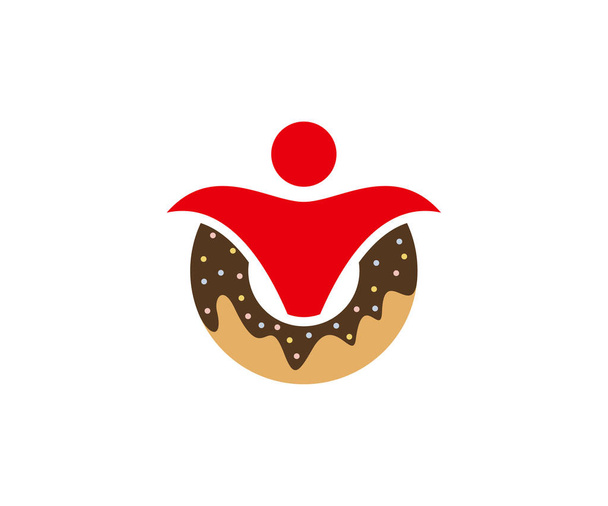 Pessoas Donuts modelo de vetor de design de logotipo, conceito de logotipo da padaria, símbolo de ícone criativo - Vetor, Imagem