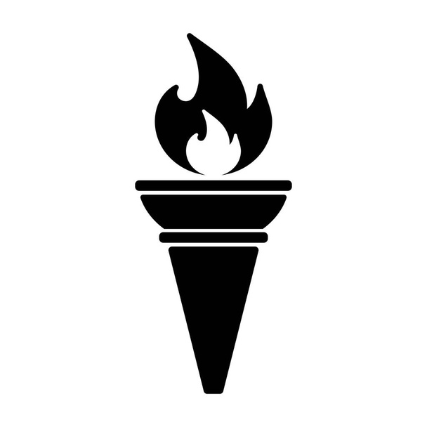 Значок факела. Символический огонь горячий, огненная энергия, пламя и тепло. - Вектор,изображение
