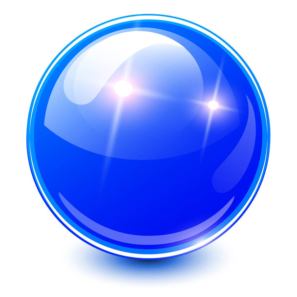 Blue sphere 3D, glossy and shiny vector ball icon - Вектор,изображение
