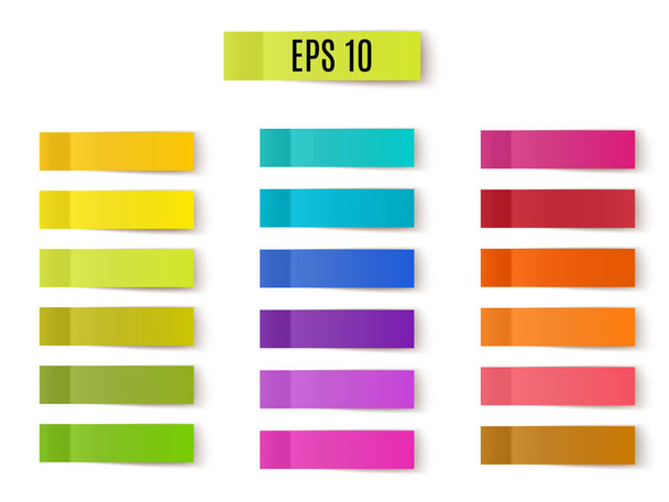 Vector multicolored set of sticky notes on white background - Вектор,изображение