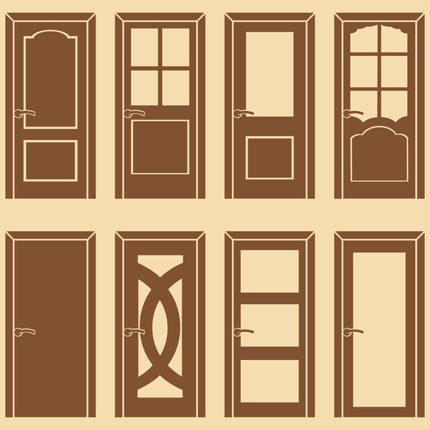 Conjunto vectorial de 8 iconos de puerta marrón
 - Vector, Imagen