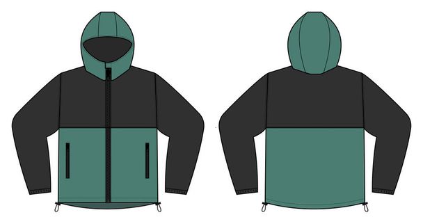 neprůstřelná bunda s kapucí (bunda) vektorová ilustrace / černá a zelená - Vektor, obrázek