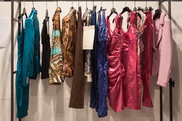 Elegant dresses on display at Mipap trade show in Milan, Italy - Photo, image