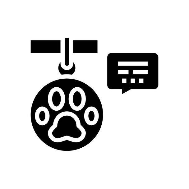 πινακίδα με όνομα ζώου συντροφιάς με πληροφορίες glyph διάνυσμα εικονίδιο. πινακίδα με το όνομα του κατοικίδιου ζώου με πινακίδα πληροφοριών. απομονωμένο σύμβολο περίγραμμα μαύρη απεικόνιση - Διάνυσμα, εικόνα