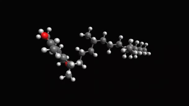 Modelo animado de bola y palo de alfa-tocoferol (vitamina E), fondo negro - Imágenes, Vídeo