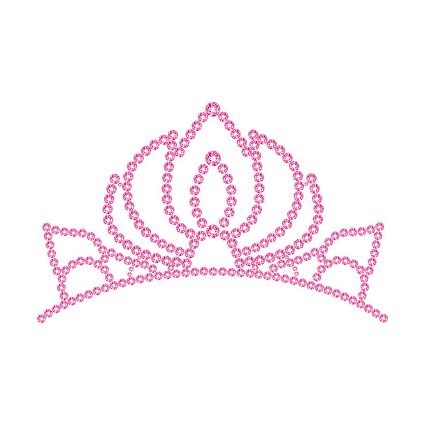 Розовая принцесса хрустальная корона. Золотая векторная диадема. Серебряные горные хрустали.  - Вектор,изображение