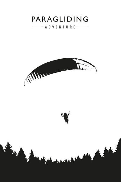 paragliding περιπέτεια στο φόντο του δάσους - Διάνυσμα, εικόνα