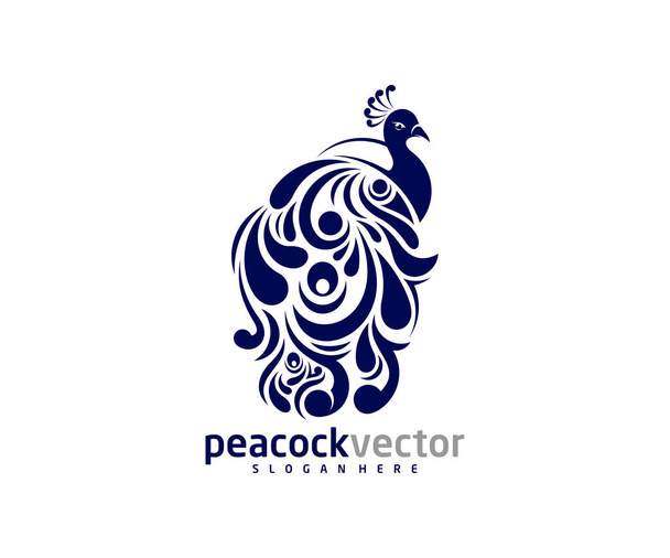 Modèle vectoriel de conception de logo de paon, illustration d'oiseau de paon - Vecteur, image