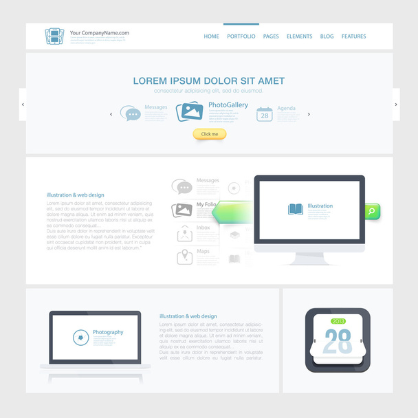 Website design template with icons - Vector, Image