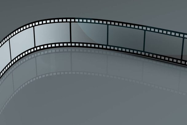 Nastri video con sfondo scuro, rendering 3d. Disegno digitale del computer. - Foto, immagini