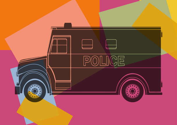 Rendőrségi kisbusz, pop-art rajz - Vektor, kép