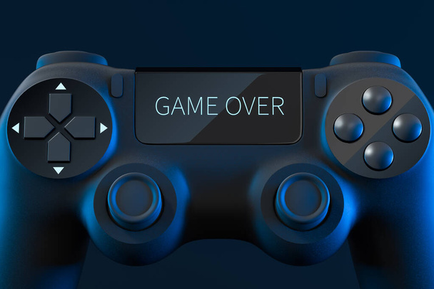 Ігровий майданчик з "гра закінчена" на екрані, 3d візуалізація. Комп'ютерне цифрове креслення
. - Фото, зображення