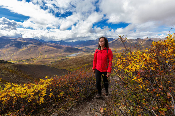 Dziewczyna piesze wycieczki w Kanadzie Natura - Zdjęcie, obraz