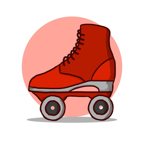 Roller Skate Illustration Logo Vector. Sport Fashion Exercise Activity. Roller Skating Girl Icon Cartoon - Vector, imagen
