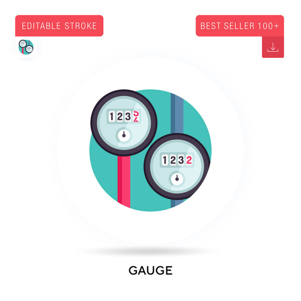 Gauge detailed circular flat vector icon. Vector isolated concept metaphor illustrations. - Vector, Image