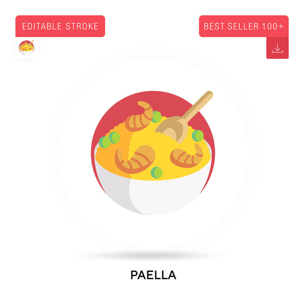 Paella gedetailleerde ronde platte vector icoon. Vector geïsoleerde concept metafoor illustraties. - Vector, afbeelding