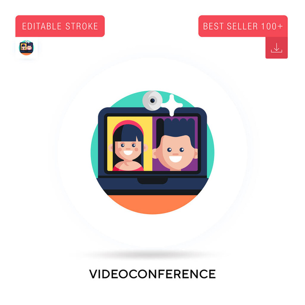 Videoconference detailed circular flat vector icon. Vector isolated concept metaphor illustrations. - Vector, Image