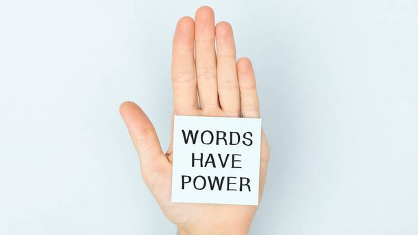 Words Have Power card with a beach on background - Photo, Image