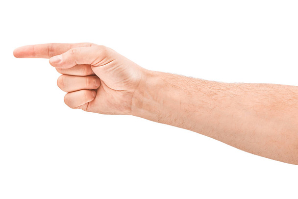 дорослий чоловік напрямок показу рук, ізольований на білому
 - Фото, зображення