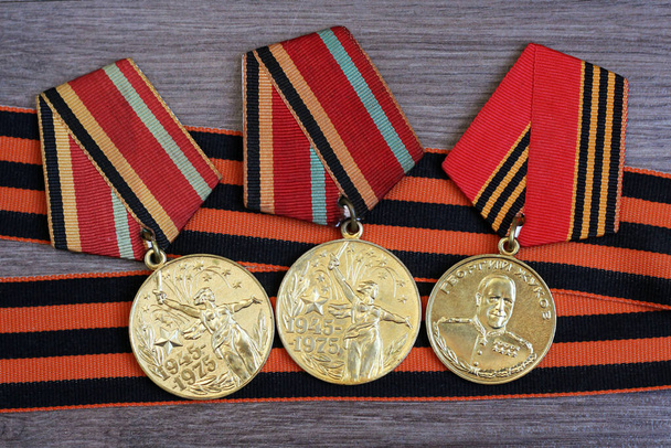 Kokoonpano Victory Day Tilaukset mitalit Retro - Valokuva, kuva
