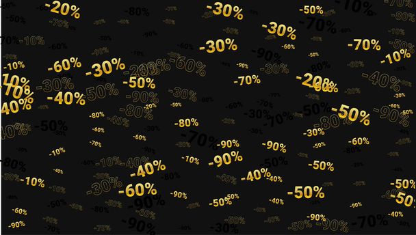 Percent Sings on Dark Background. Black Poster with Silver Percent Sings and Snowflakes. Vector Discount Sale Background. - ベクター画像