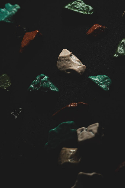 Stone / rock shape colorful chocolate macro close up, selective focus - Photo, Image