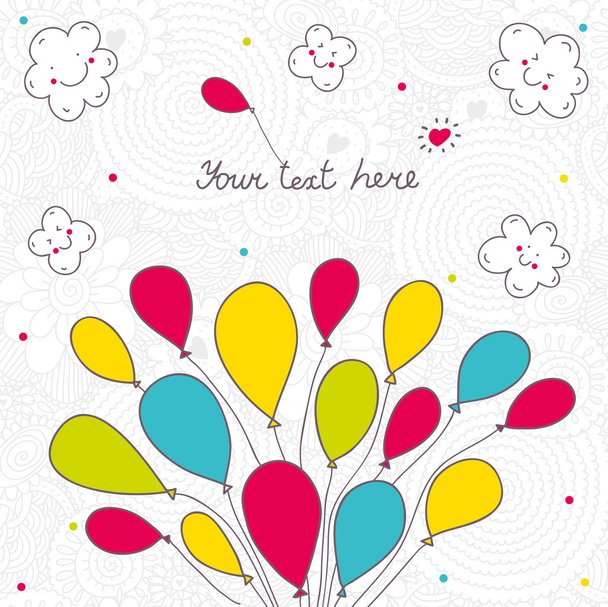 Greeting card with balloons. - Διάνυσμα, εικόνα