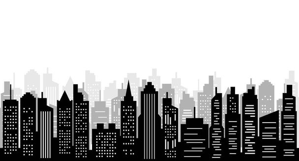 Μαύροι ουρανοξύστες σε λευκό φόντο Cityscape Εικονογράφηση - Διάνυσμα, εικόνα