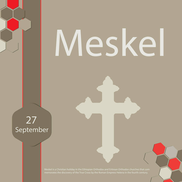 Meskel é um feriado cristão nas igrejas ortodoxas etíopes e eritreus que comemora a descoberta da Verdadeira Cruz pela imperatriz Helena no século IV. - Vetor, Imagem