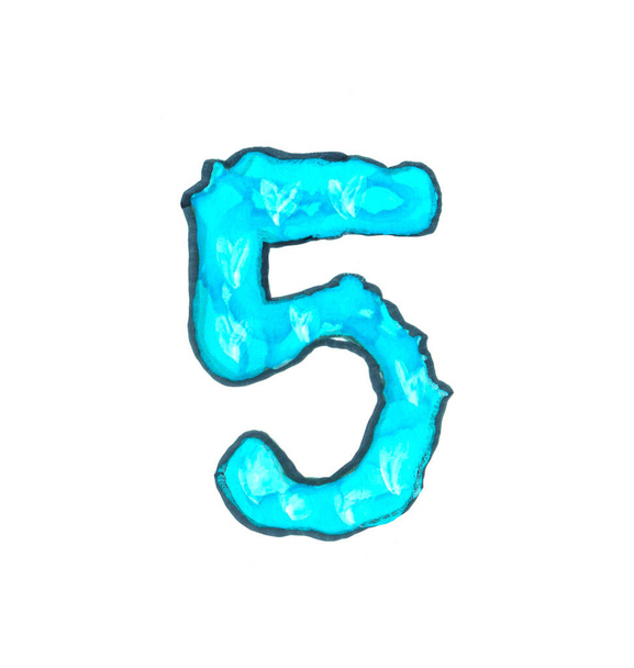 Барвистий номер п'ять, пофарбований чорнилом з алкоголем на білому тлі
 - Фото, зображення