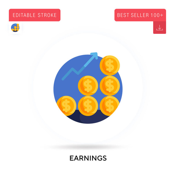 Earnings detailed circular flat vector icon. Vector isolated concept metaphor illustrations. - Vector, Image